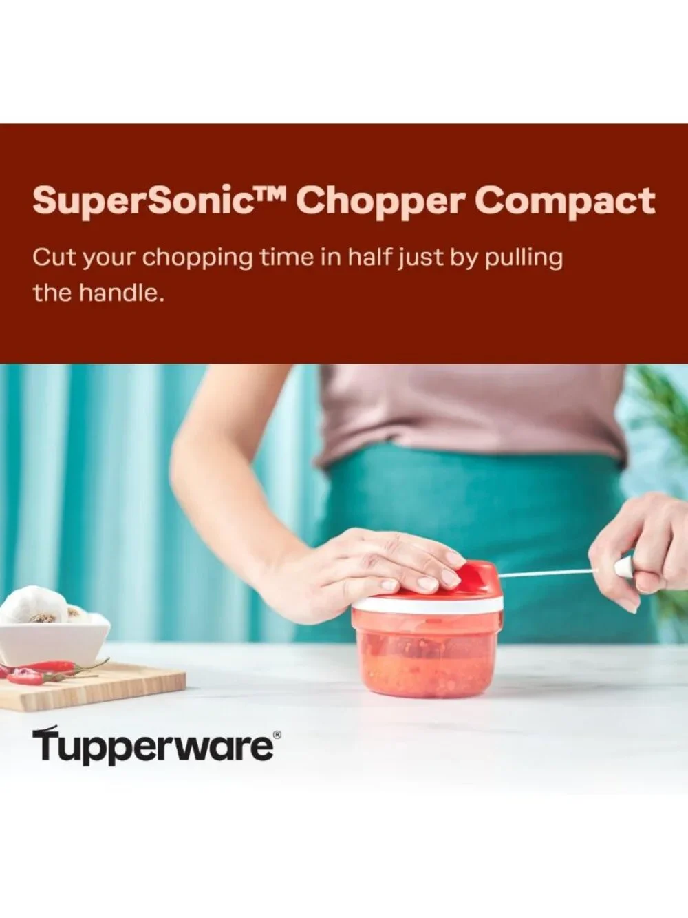 Compact SuperSonic Chopper - Versatile Kitchen Tool for Quick Food Prep